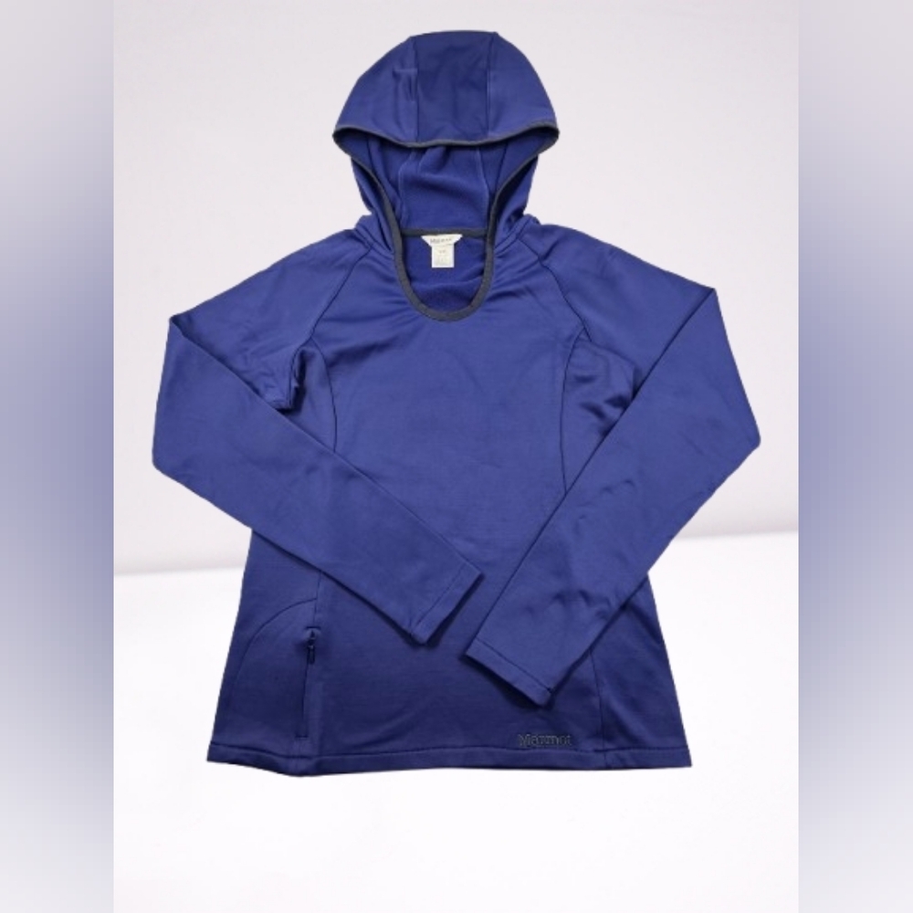 Marmot Blue Hooded Pullover‎ Zip Pocket